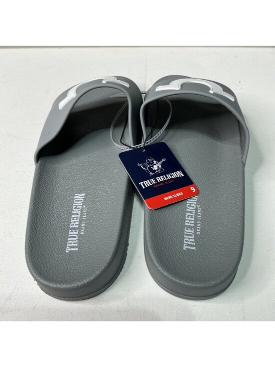 True Religion Mens Slides Gray Logo Size 9 Casual Slip-On Sandals main image 4